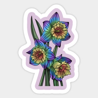 Rainbow Daffodils Sticker